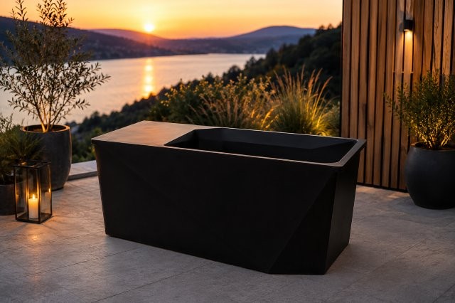 Ice Tub Lite auf Terrasse mit schönem Ambiente