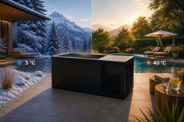 Wärme und Kälte Darstellung eines Ice Tubs